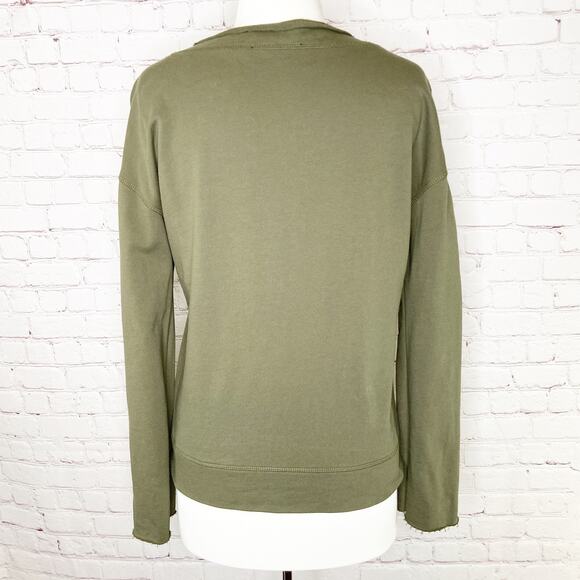 Blue Life Army Green Lace Up Front Sweatshirt Medium - Picture 2 of 6